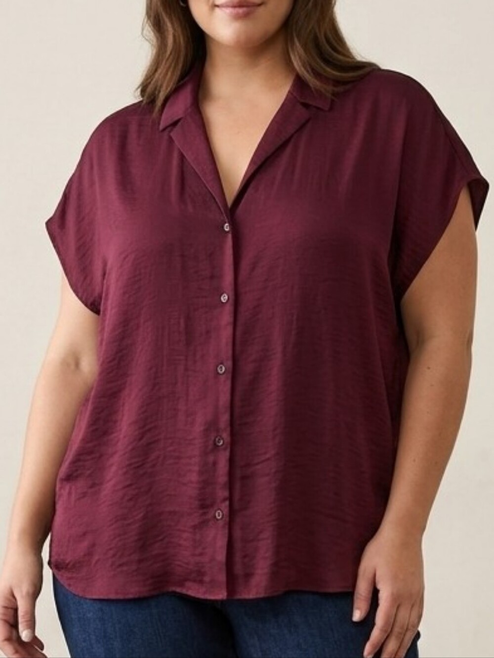 Kohl's Nine West Button Down Flowy Blouse Purplish Red Color Size XXL